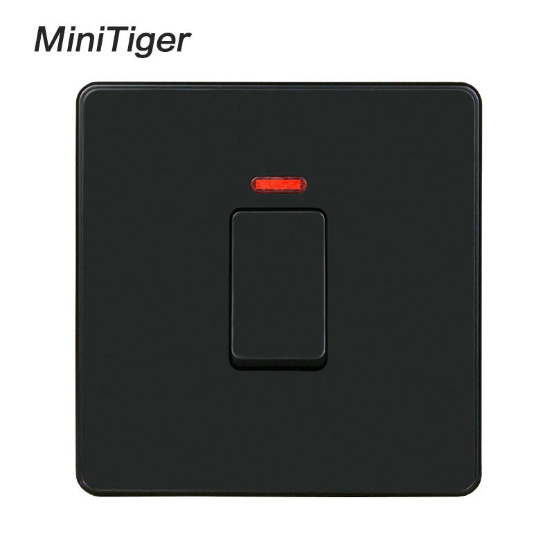 20A Black Minitiger UK standard 20A/45A переключатель водонагревателя с неоновым светодиодный индикатор с двойным полюсом выключатель питания AC Air cooker переключатель - Цвет: 20A Black