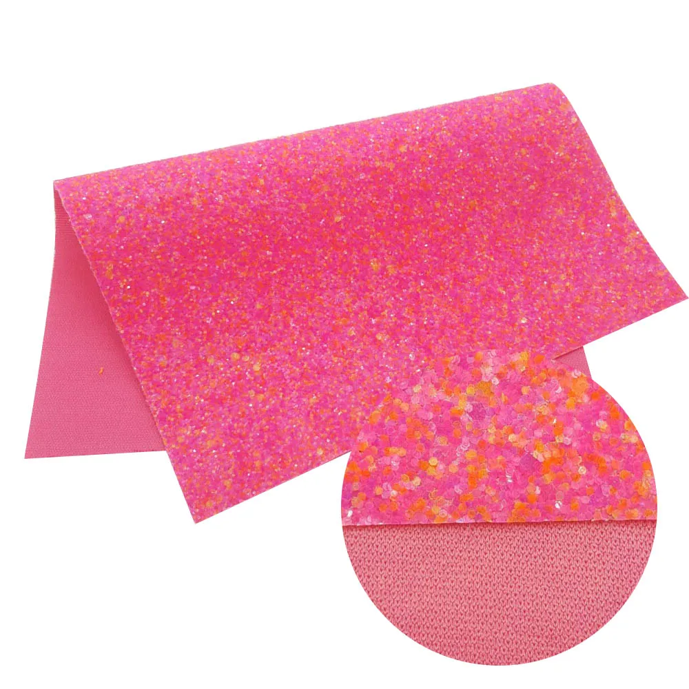 2 Sizes Neon Glitter Fabric Sheets Leather Hair bow Accessories Materials DIY HandBag Shoes Home Texile Synthetic Leather Fabric - Цвет: multicolor 5