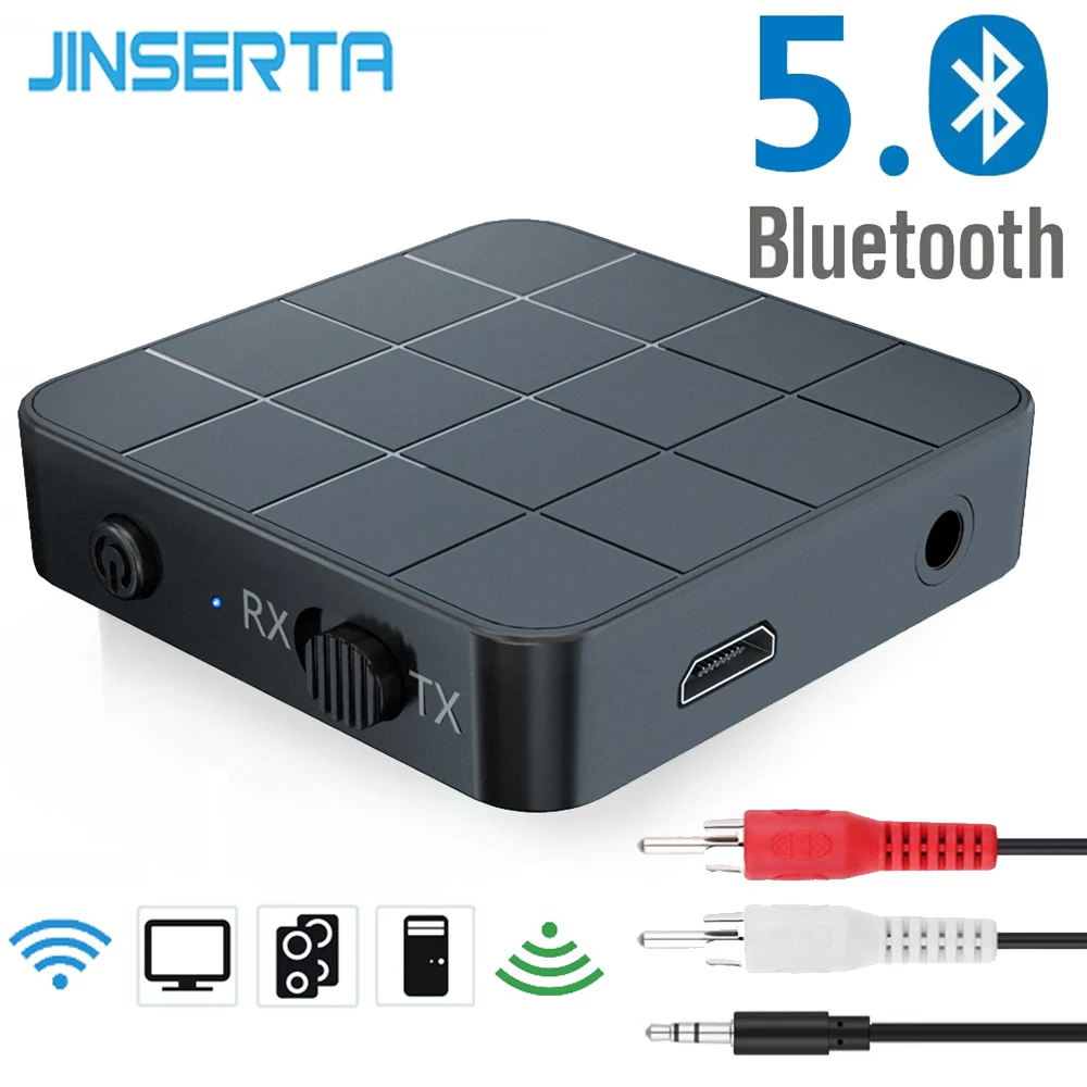 JINSERTA 2 в 1 Bluetooth 5,0 приемник передатчик 3,5 мм AUX аудио адаптер для автомобиля ТВ ПК динамик наушники беспроводной приемник