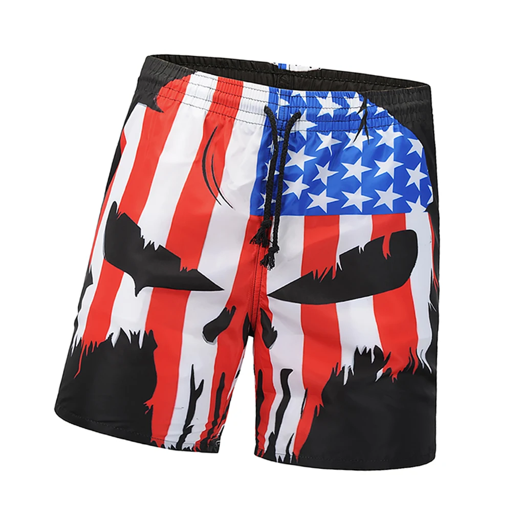 Men's American Flag Classic Fit Perfect Loose Shorts Quickly Dry Swim Trunks