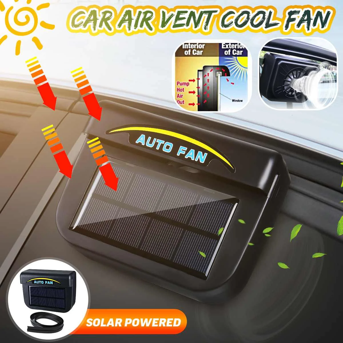 

Solar Powered Car Air Cool Vent Cooling Fan Cooler With Rubber Stripping Auto Ventilation Fan Radiator System