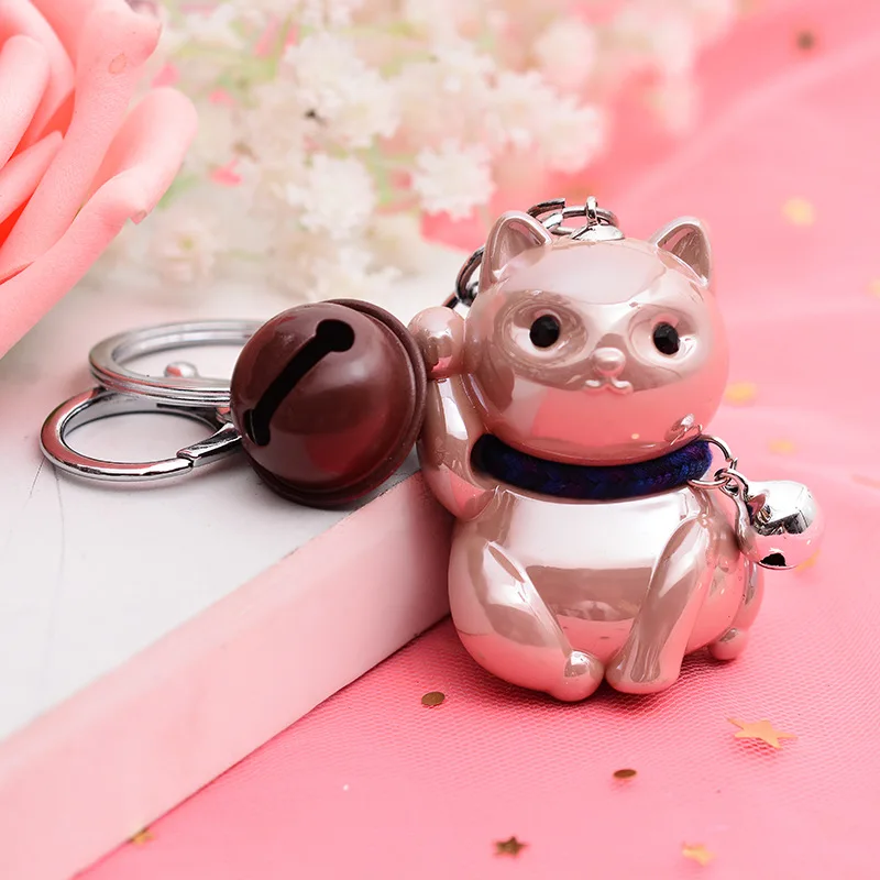 Корейский 3D брелок с животным счастливым котом, милый мультяшный брелок, акриловое кольцо для ключей, держатель для ключей, автомобильная сумка, подвесная брелок, модный очаровательный подарок - Цвет: coffee