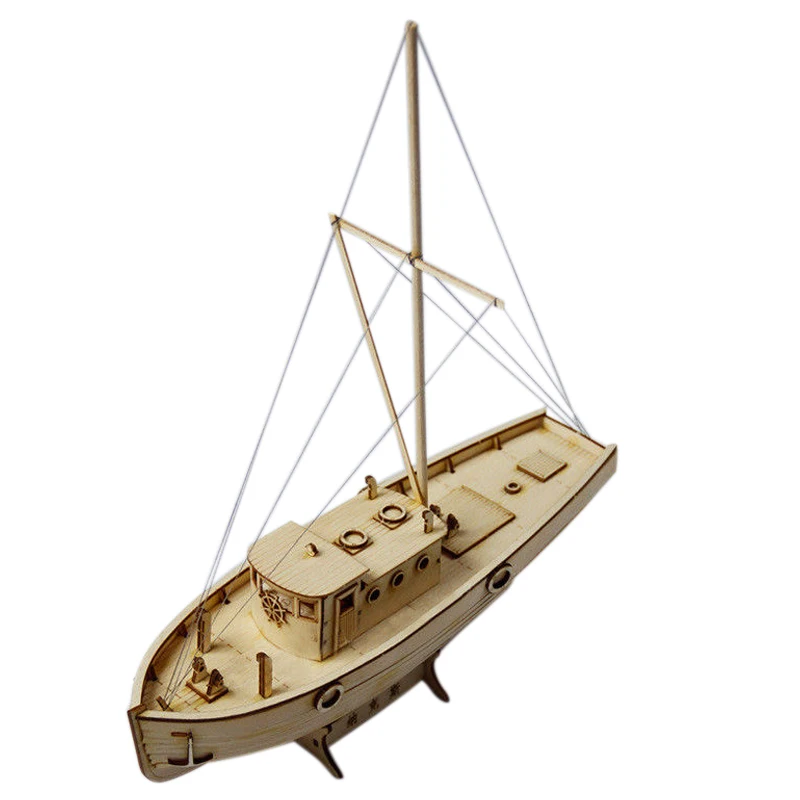 1:100 Scale DIY Handmade Wooden Sailboat Ship Kits Home Decor Model Toy Gift US 