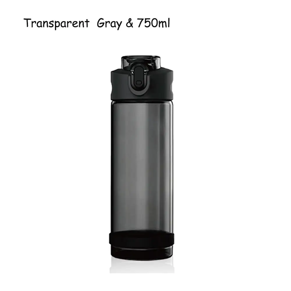 Gray 750ML Прозрачная бутылка для воды с соломинкой BPA Free Tritan материал непротекающая чашка 550 мл 750 мл 850 мл чайник для любителей фитнеса - Цвет: Gray 750ML