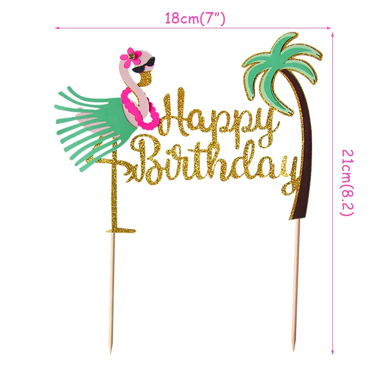 cake topper2 Joy-EnlifeTop вечерние баннеры одноразовая салфетка для посуды принадлежности для дня рождения тропические Алоха пальмовые воздушные шары с листьями Фламинго Декор - Цвет: cake topper2