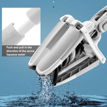 

360 Rotation Cleaning Tool Household Easy Wringing Manual Extrusion Hand Free Wash Sweeper With 4 Microfiber Pads Flat Floor Mop