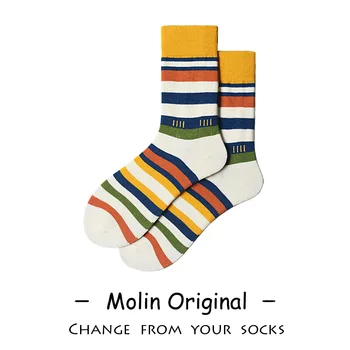 

Lovely Women Socks Standard Ladies Striped Sock Colorful Unisex High Casual Cotton Soft Sox Girls Spring Autumn Trendy Skarpetki