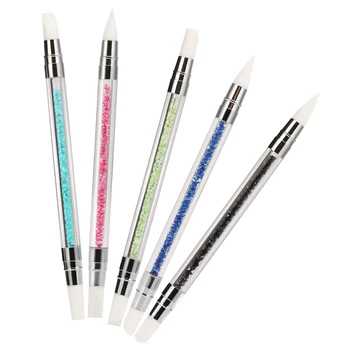

Double-end Rhinestone Crystal Nail Art Brush Pen Dotting Tool Acrylic Silicone Head Carving Emboss Shaping Hollow Manicure Tools