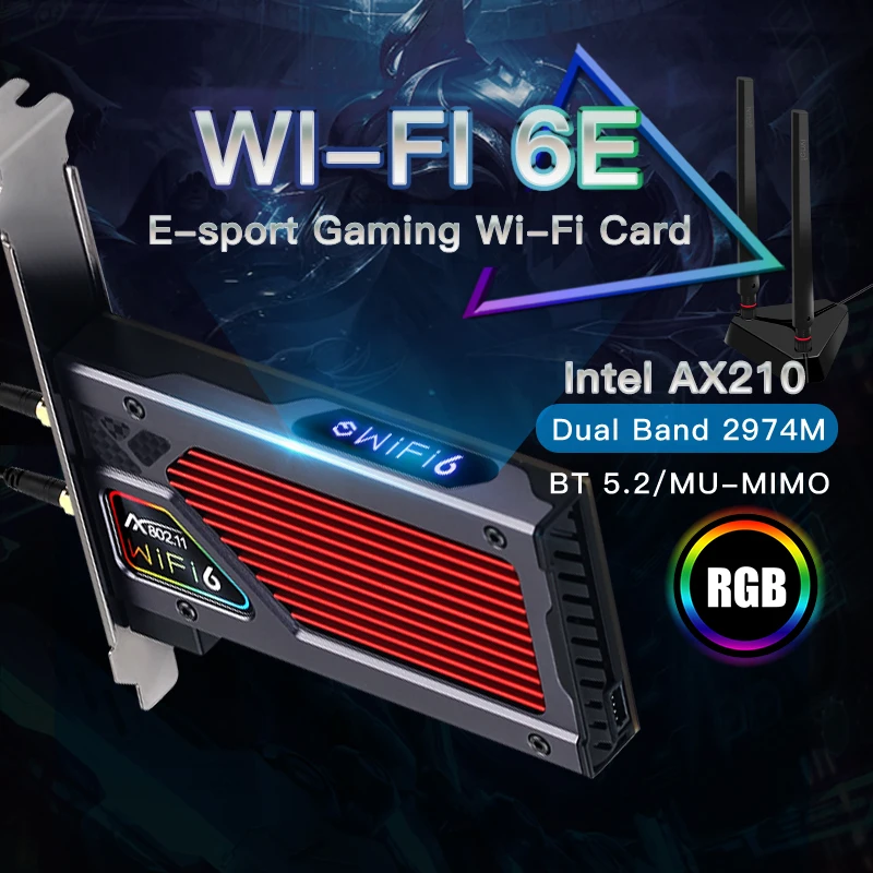 Fenvi FV-AXE3000 Wi-Fi 6E AX210 Bluetooth 5.2 Wireless 5374M 2.4G/5G/6G 802.11AX/AC WiFi6 AX200NGW PCIe WIfi Wlan Card Adapter wifi usb Network Cards