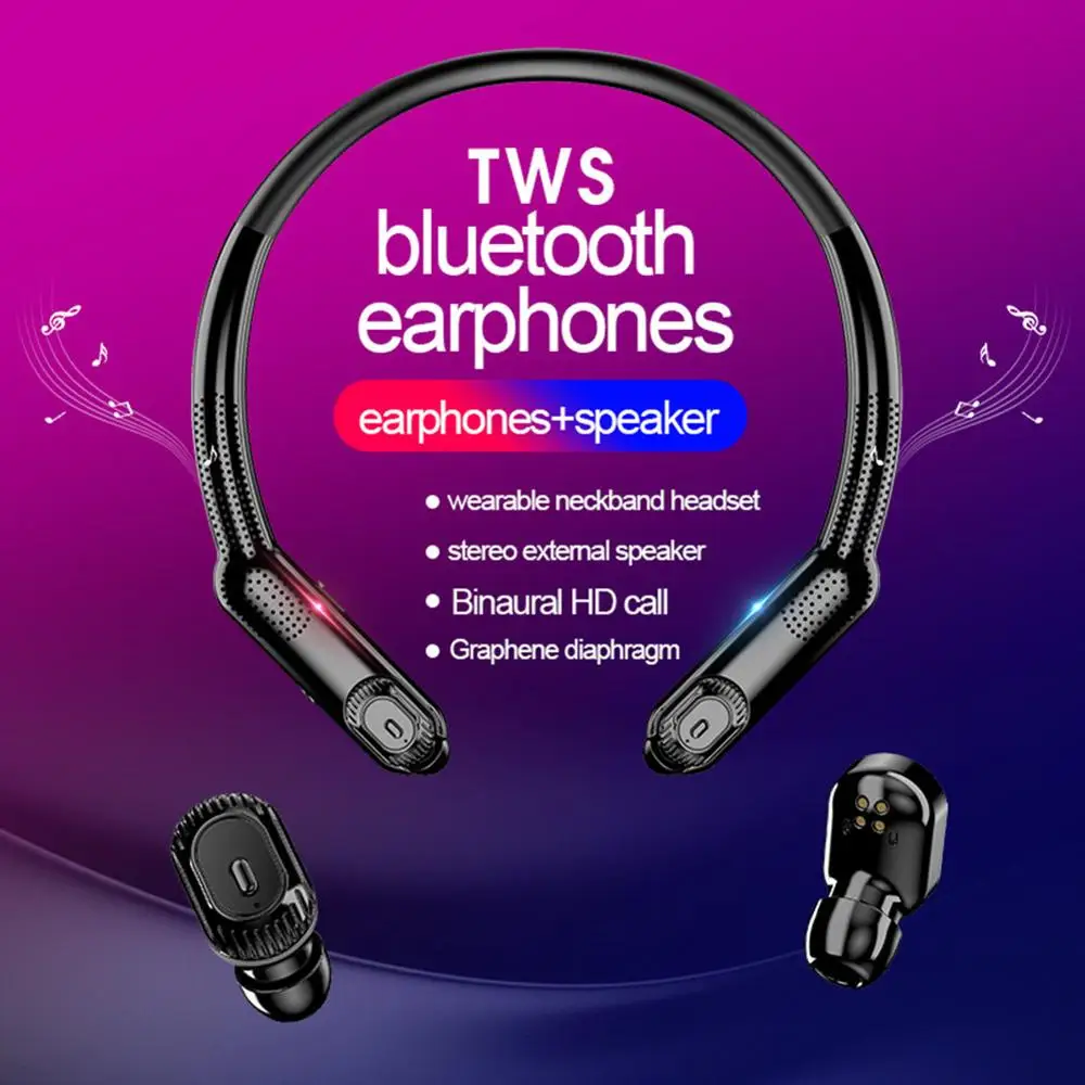 TWS Bluetooth наушники беспроводные с портативной шеей радио XG10 HD стерео беспроводные наушники шумоподавление игра Спортивная гарнитура