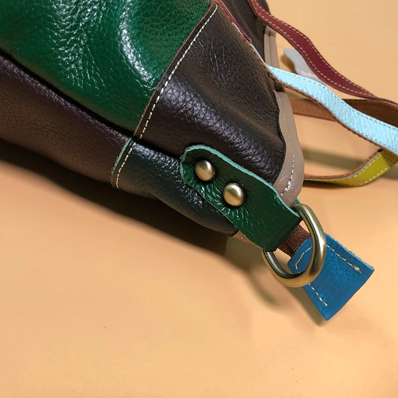 Women's Multicolored Stitching Leather Famous Women's Bag Designer Handbag Deluxe Women's Bag