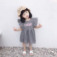 Весна-лето г.; Платье с принтом в клетку для девочек; одежда для малышей