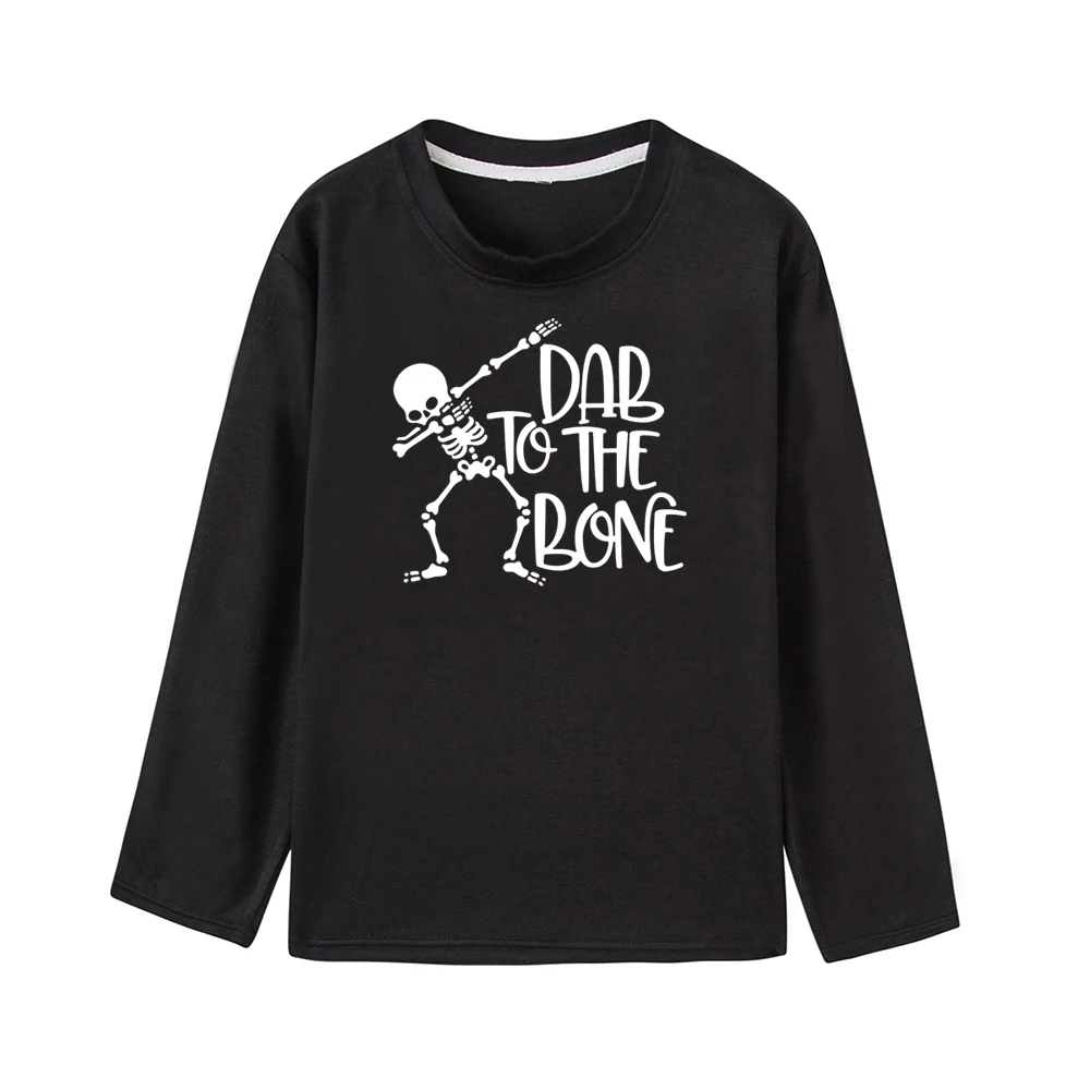 Детская футболка с принтом Dab To The Bone модная футболка с длинными рукавами для мальчиков и девочек Забавные футболки унисекс для малышей