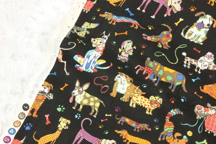 half yard plain cotton fabric with Northern Europe animal dog print, handmade DIY garment dress cloth cotton CR-201