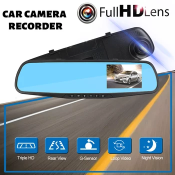 

Car DVR Camera 4.3 inch Full HD 1080P Automobile Data Recorder Rearview Mirror Dash Digital Video Recorder Dual Lens Camcorder