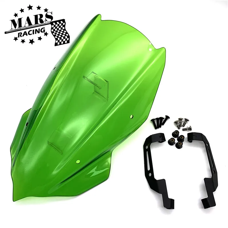 Зеленый Мотоцикл спортивный козырек ветрового стекла козырек подходит для Kawasaki Z250 Z400 Double Bubble - Цвет: Зеленый