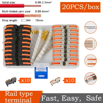 

20/10PCS/Lot Compact Wiring Connector Terminal Block 11~28AWG PCT-211 DIN Rail Universal Wiring Conductor