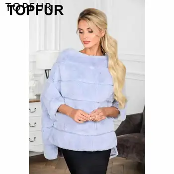 

TOPFUR 2018 New Arrival Winter Natural Fur Cape Skyblue Color Rex Rabbit Fur Shawl Real Fur Coats Top Quality Fur Jacket