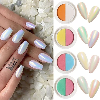 

Dual-colors Auroras Nail Glitter Powder Pearl Shimmer Polish Chrome Dust Pigment Mirror Effect Nail Powder Decoration