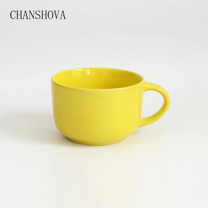 CHANSHOVA Бытовая одноцветная керамическая кружка кофейная чашка для молока чашка для завтрака чашка для супа Милая чашка простая ручка чашка чайная кружка