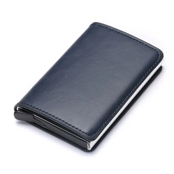 Кошелек унисекс из экокожи BISI GORO, кошелек с алюминиевой прослойкой, для хранения кредитных карт, чехол с функцией - Цвет: Blue X-12A