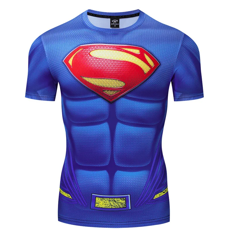 

Superman 3D Printed T-shirt Men Compression Shirt Short sleeve Captain America Tops Cosplay Costume Fitness Tshirts Men