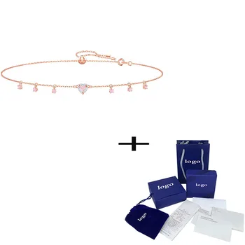 

SWA Pop Charm New Heart-shaped Crystal Necklace Romantic Charming Rose Gold Necklace For Girlfriend Engagement Jewelry Gift