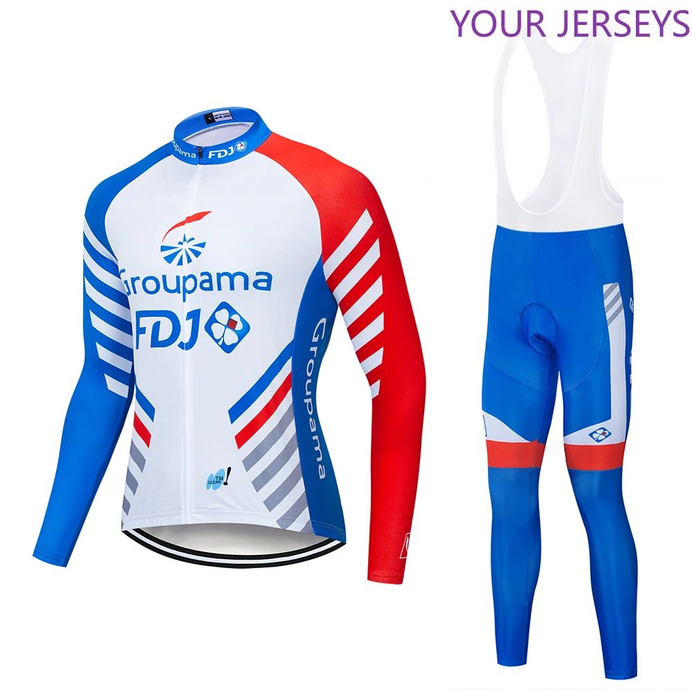 

FDJ 2020 New Men's Cycling Jersey Long Sleeve Set Spring Autumn Bicycle Jersey Outdoor Breathable MTB Bike Clothing Quick Drying