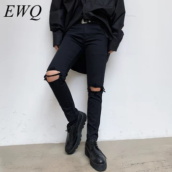 

EWQ / men's wear spring fashion new Niche Holes casual ankle-length Pants for male 2020 fashion Tide All-match trousers 9Y1193