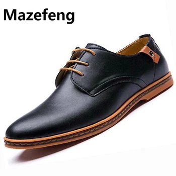 

Mazefeng Men Leather Shoes Plus Size 41-48 Dress Shoes Business Black Flats Oxfords Comfortable Footwear Sapato Social Masculino
