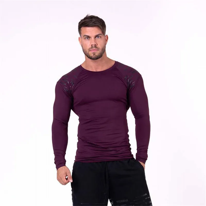 New Long Sleeve Compression Shirt Men Dry Fit Running T-shirts Workout Training Tees Gym Sport T Shirt Men Muscle Jogging Tops