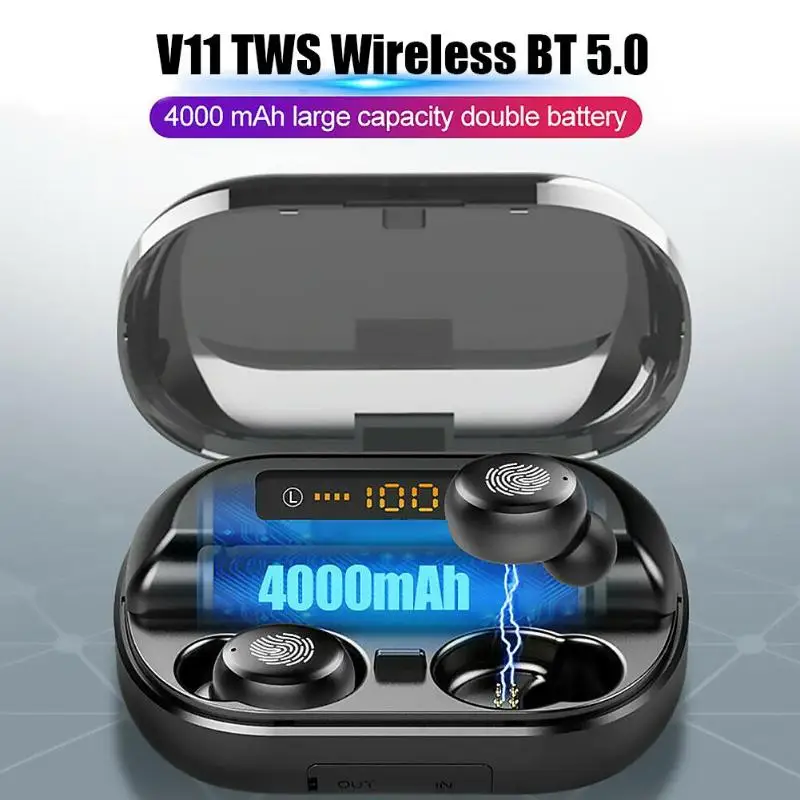 V11 TWS Беспроводные Bluetooth 5,0 IPX7 Мини наушники с 4000 мАч зарядный чехол IP67 водонепроницаемые наушники высокое качество