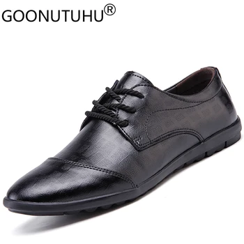 

Fashion men's shoes casual leather male classic brown black lace up shoe man breathable comfortable work new derby shoes for men