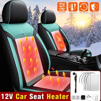 

4pcs 12V Carbon Fiber Car Heated Heating Heater Seat Pad Winter Warm Seat Cover Interior Accessories Winter Warmer Heater Mat