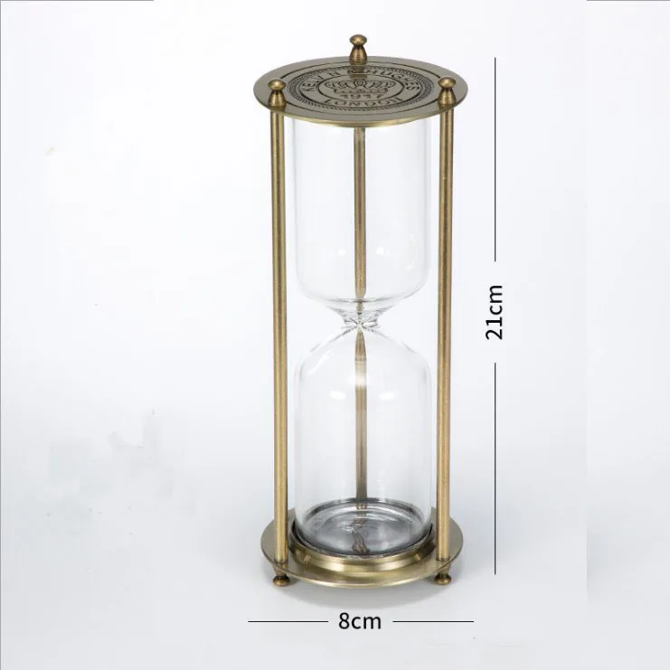 Европейские металлические песочные часы для дома кухня песочные часы стекло декоративный песок стеклянные песочные часы для рабочего стола украшения подарок - Цвет: Bronze 21cm