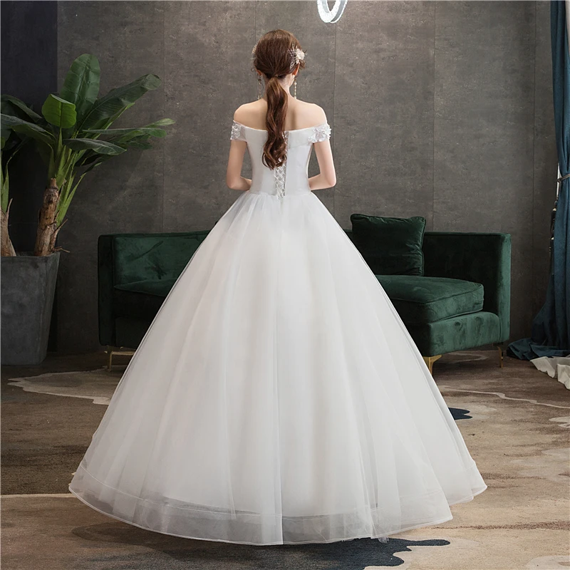 Дешевые Кружева Цветы простое свадебное платье элегантные свадебные платья невесты платье Boda robe de mariee V шеи с открытыми плечами блестками G0Z