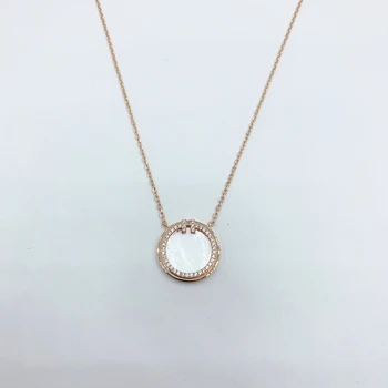 

1: 1 Original Model S925 Sterling Silver Necklace Fashion White Double T Round Necklace Ladies LOGO Jewelry Birthday Gift