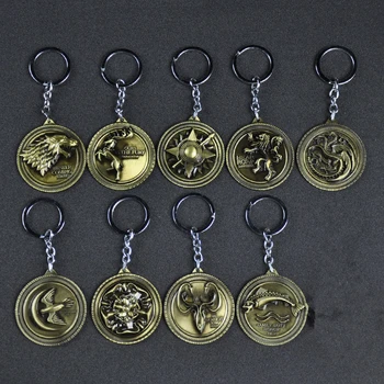 

Game of Thrones Cosplay Prop 9 Big Family Badges Keychain Pendant Key Ring Accessories