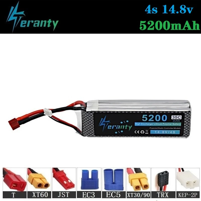 

100% Capacity 4S 14.8v 5200mAh 35C LiPo Battery For RC Drone RC Cars RC Robots RC Boats toy 14.8v Rechargeable Lipo Battery 1pcs