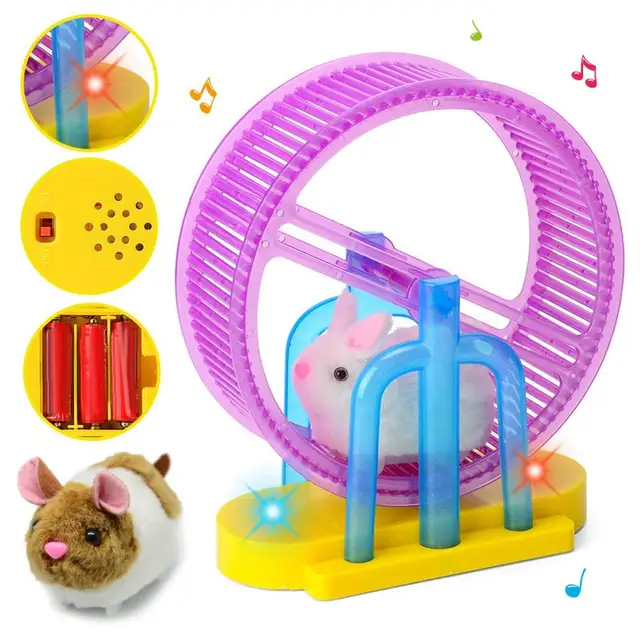 Hamster Roller Electric Toy Led Light Plush Hamster Runner Running Cage Ball New Strange Led Light Music Hamster Wheel