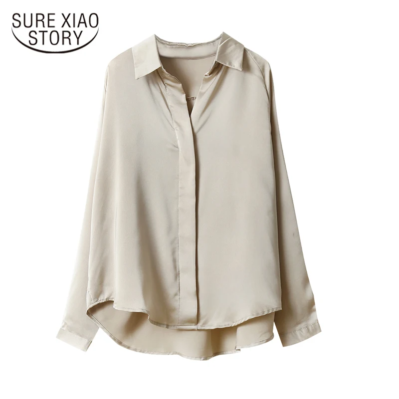 Модные свободные однотонные женские рубашки Blusas Mujer De Moda Весна Осень Новые темно-зеленые женские блузки с длинным рукавом Топы 6720 50