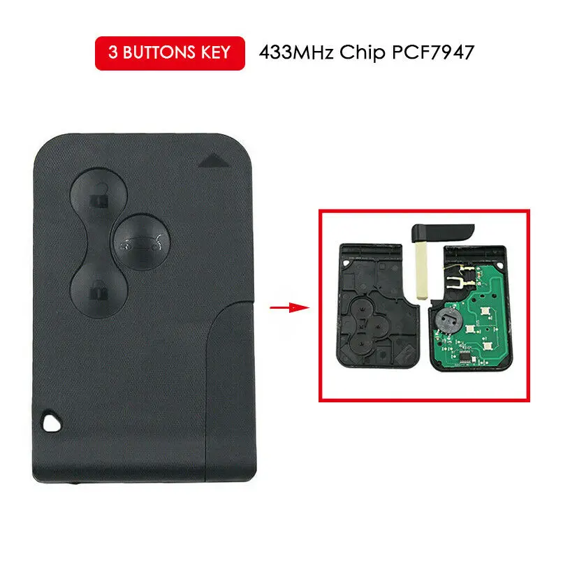 1 шт. для Renault Megane Smart Card 3B 433 МГц PCF7947 полуинтеллектуальный дистанционный ключ