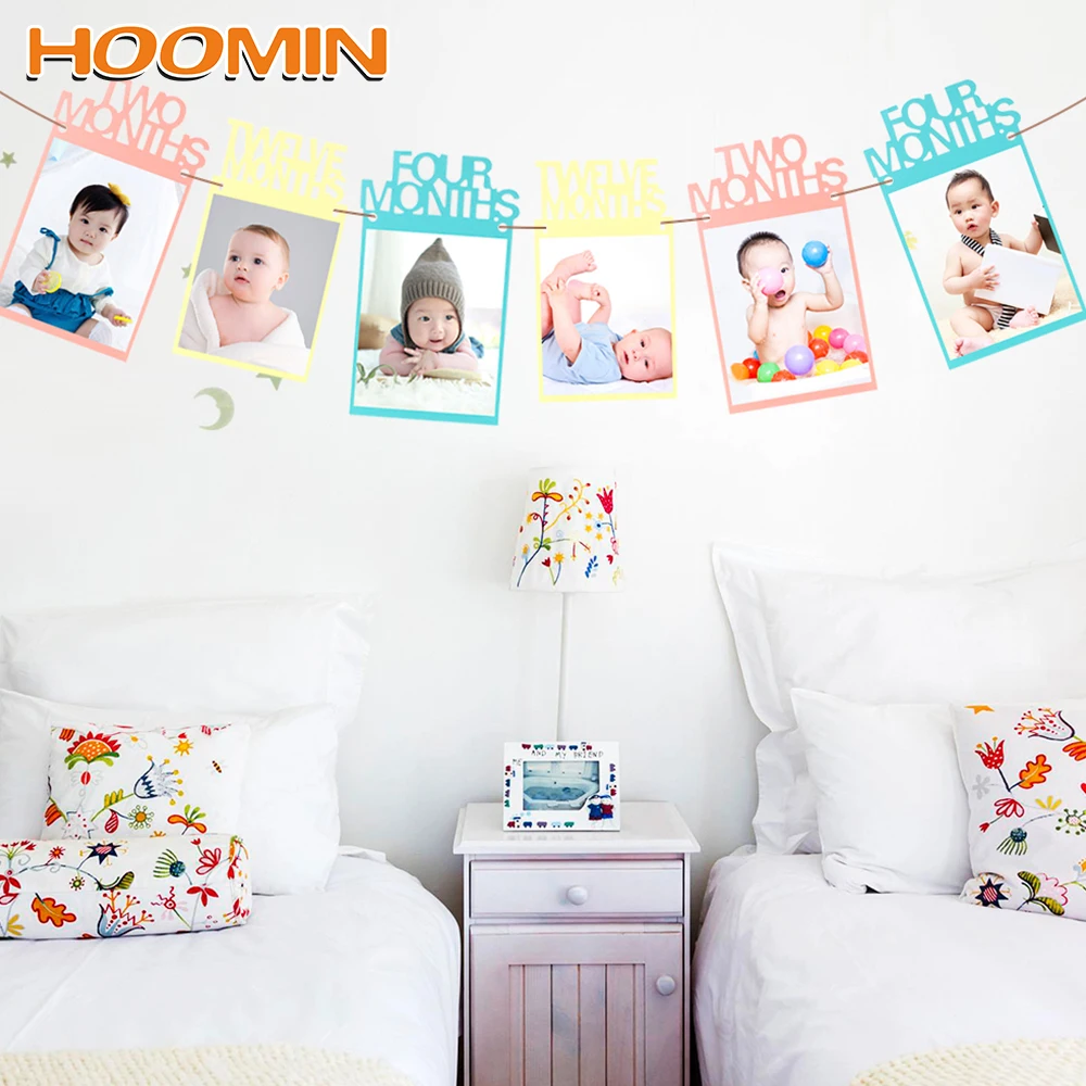 HOOMIN 12 шт./компл. DIY творчество в старинном стиле Бумажные фоторамки День рождения украшение для комнаты веревка и пена фоторамка для ребенка