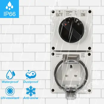 

Weatherproof Switched Power Socket Waterproof Outlet Outdoor Bathroom Wall Combination Switch Socket Suitable For UK Plug