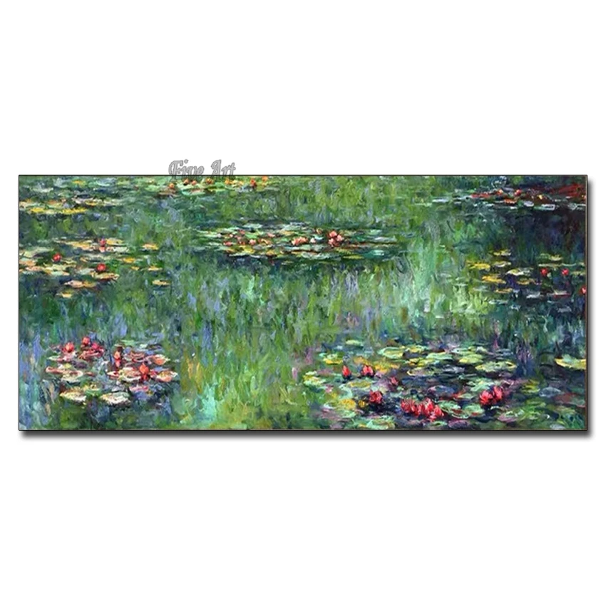 Без рамки 100% ручная роспись Водяные лилии копия Monet холст живопись каллиграфия