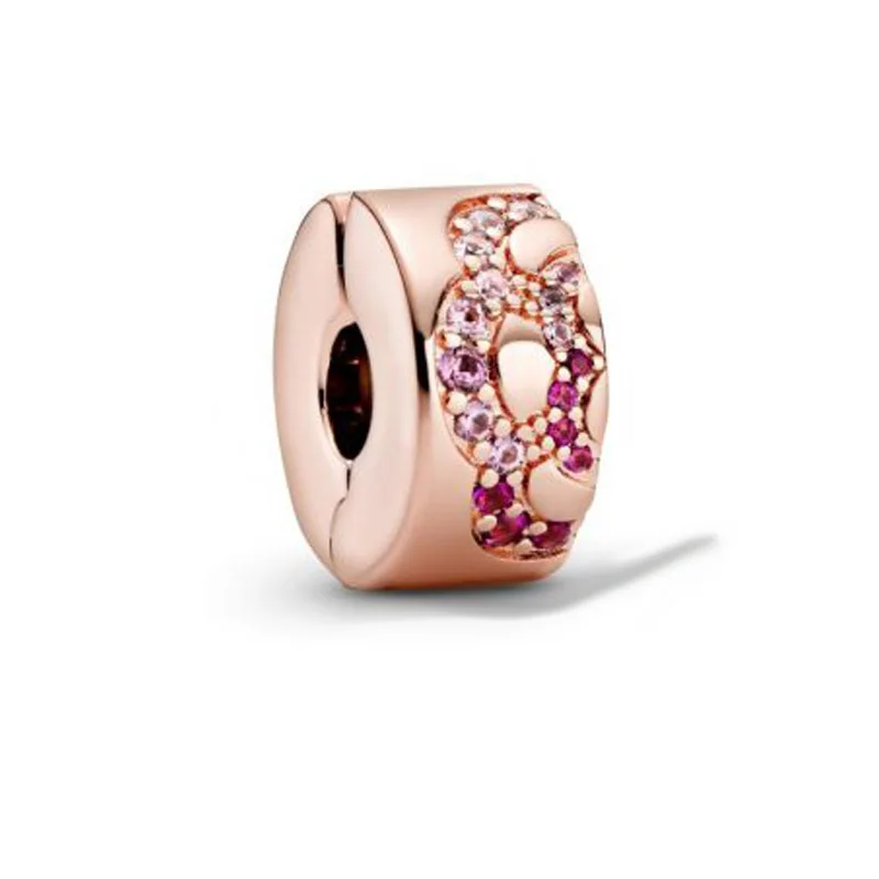 

Pre-Autumn New 2020 Pink Fan Pattern Spacer Clip Charms Beads fit Original Pan Charm Bracelet for diy Jewelry Making gift