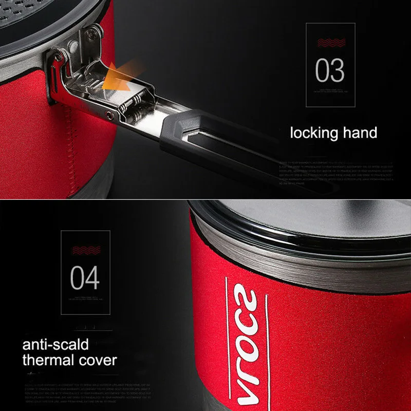 

ALOCS Fast-heating Pot Camping Cooking For 1 -2 Person Outdoor Cookware Picnic
