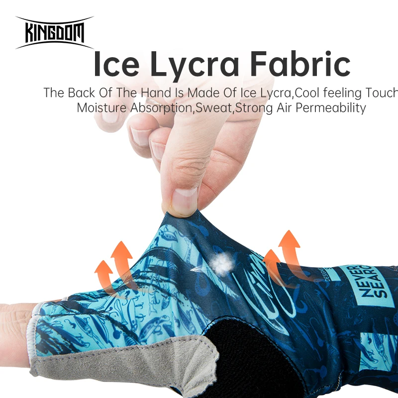 Kingdom ice lycra fabric anti-slip fishing gloves outdoor sports breathable cycling bike bicycle camping hiking fingerless glove