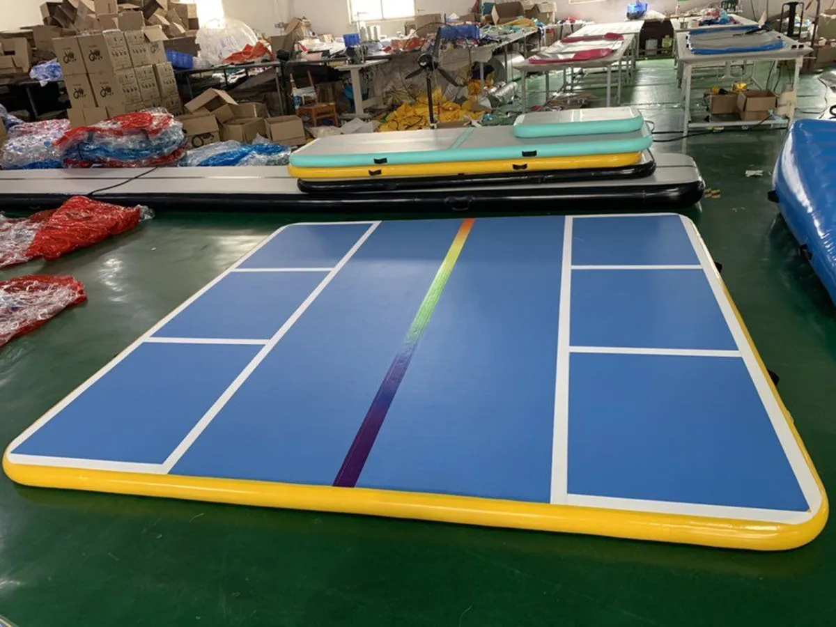 HIBADOU 1*1m,2*2m,3*3m Blue Inflatable Air Track Gymnastics Inflatable Air Track Tumbling Mat Gym AirTrack With a Pump