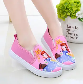 

2020 Spring Autumn Kids Shoes For Girls Children Casual Flat Sneakers Girls Canvas Shoes Cartoon Sofia Princess Shoe